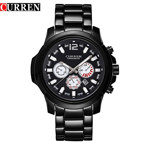Wasserdicht New Fashion Herren Sport wasserdicht Quarz mit schwarzem Zifferblatt Armbanduhr 8059 G