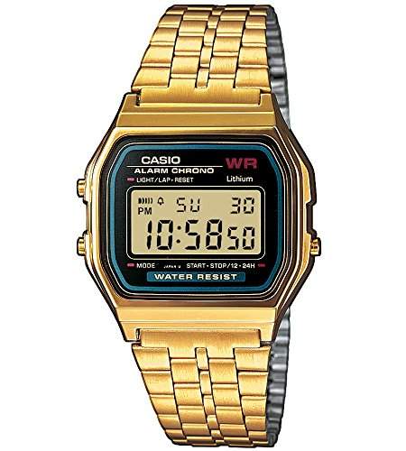 Casio Collection Retro Armbanduhr Digital Quarz Uhr Edelstahl IP Gelbgold A159WGEA-1EF