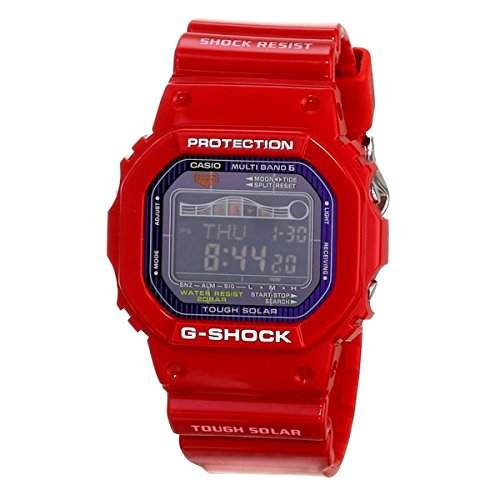 Casio GWX5600C-4 Herren G-Shock Tough Solar Red Kunststoff Resin-Geh-use und Armband Schwarz Digital Dial Tone Gezeitengrafik Monddaten Uhr