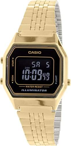 CASIO Damen-Armbanduhr Digital Quarz Edelstahl LA-680WG-1B