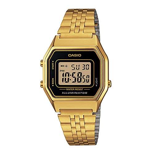 CASIO Damen-Armbanduhr Digital Quarz Edelstahl LA-680WG-1