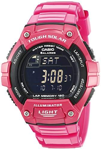 Casio Damen W-S220C-4BVCF Tough Solar Runner Digital Display Quartz Pink Armbanduhr