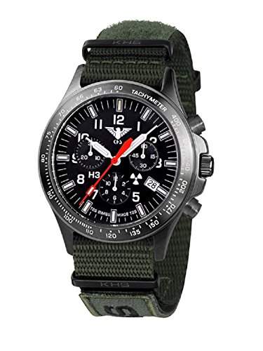 KHS Tactical Watches Black Platoon Chronograph KHSBPCNXTO1 Edelstahl IPB Nato XTAC Olive