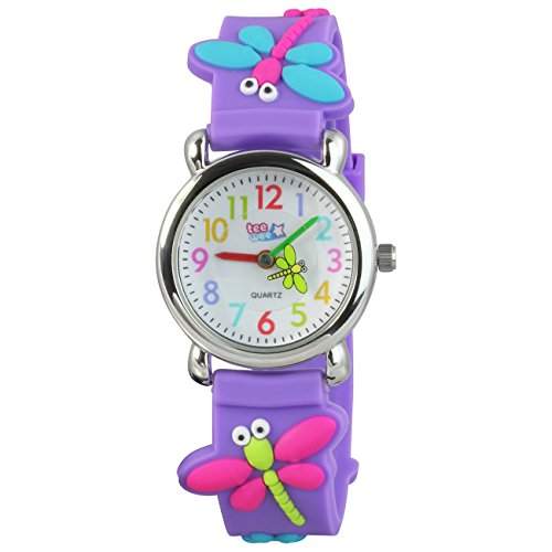 Teenie-Weenie Kinderuhr lila Libellen 3D Kautschukband Kinder Uhren UW326V