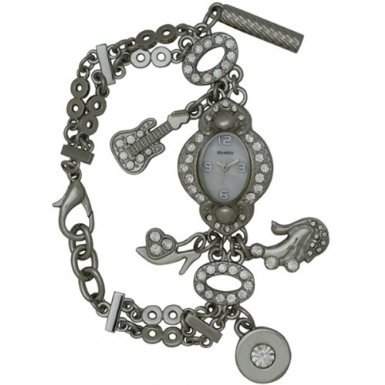 Henley H071581 Damen-Armbanduhr Stone Set Charm Analog Edelstahl beschichtet schwarz