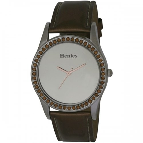 Henley Ladies Mirrored Diamante Watch H06059 4 SMOKED TOPAZ