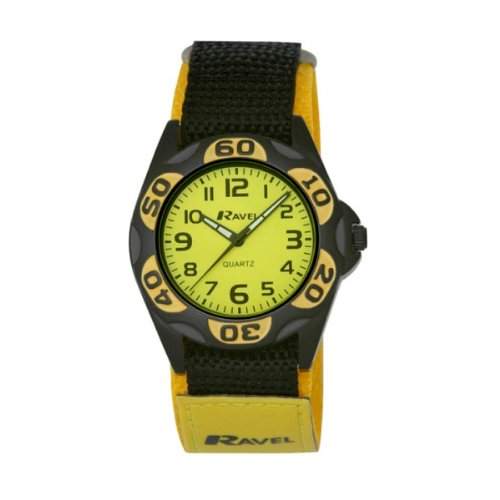 Ravel Action Uhr mit Quick Release Klettverschluss BoyDamen Armbanduhr Analog Nylon-Gurt R1601 m 58
