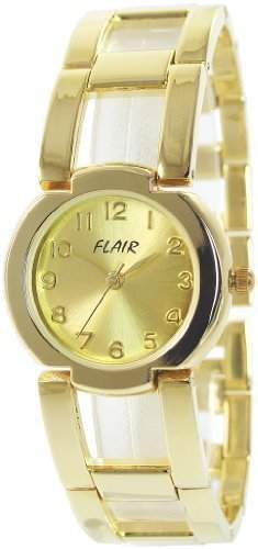 Flair Damenuhr Gold Analog Metall Armbanduhr Strass Mode Quarz