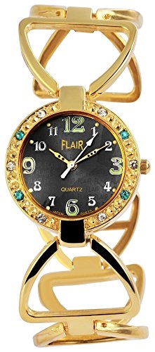 Moderne Flair Quartz Armbanduhr 30mm Strass Stein Farbe Gold