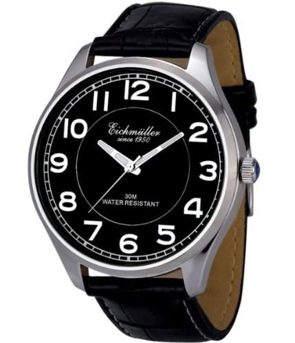 Klassische Eichmueller Uhr Leder Armbanduhr Black Herrenuhr Miyota 2035