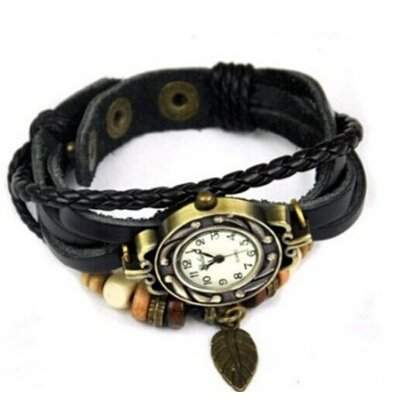Liroyal Damen-Armbanduhr, Leder, Retro-Design