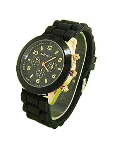 DAYAN Unisex Genf-Silikon-Gelee-Gel-Quarz-Entsprechungs-Sport-Armbanduhr Farbe Schwarz