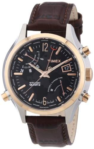 Timex Herren-Armbanduhr XL IQ World Time Analog Leder T2N942