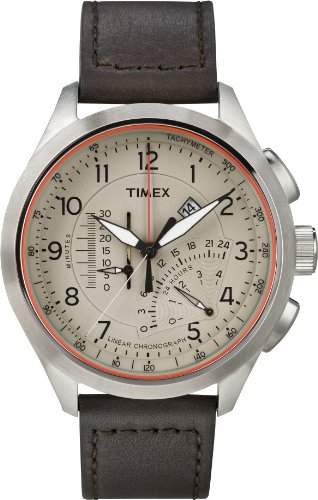 Timex Intelligent Quartz Herren-Armbanduhr Chronograph Leder Gruen T2P275D7