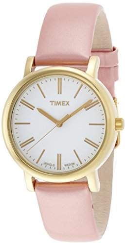 Timex - T2P332 - Fashion Damen-Armbanduhr - Quarz Analog - Weisses Ziffernblatt - Armband Leder rosa