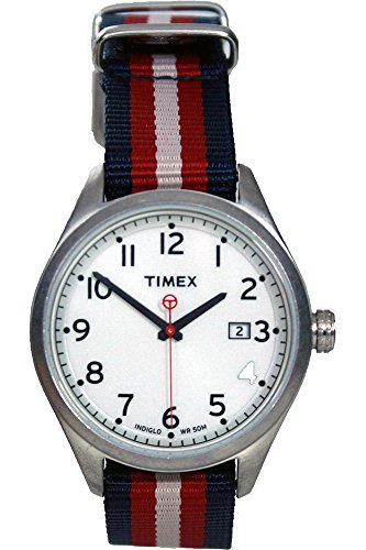 Timex t2 N223s Originals Armbanduhr Quarz Analog Weisses Ziffernblatt Armband Nylon Mehrfarbig