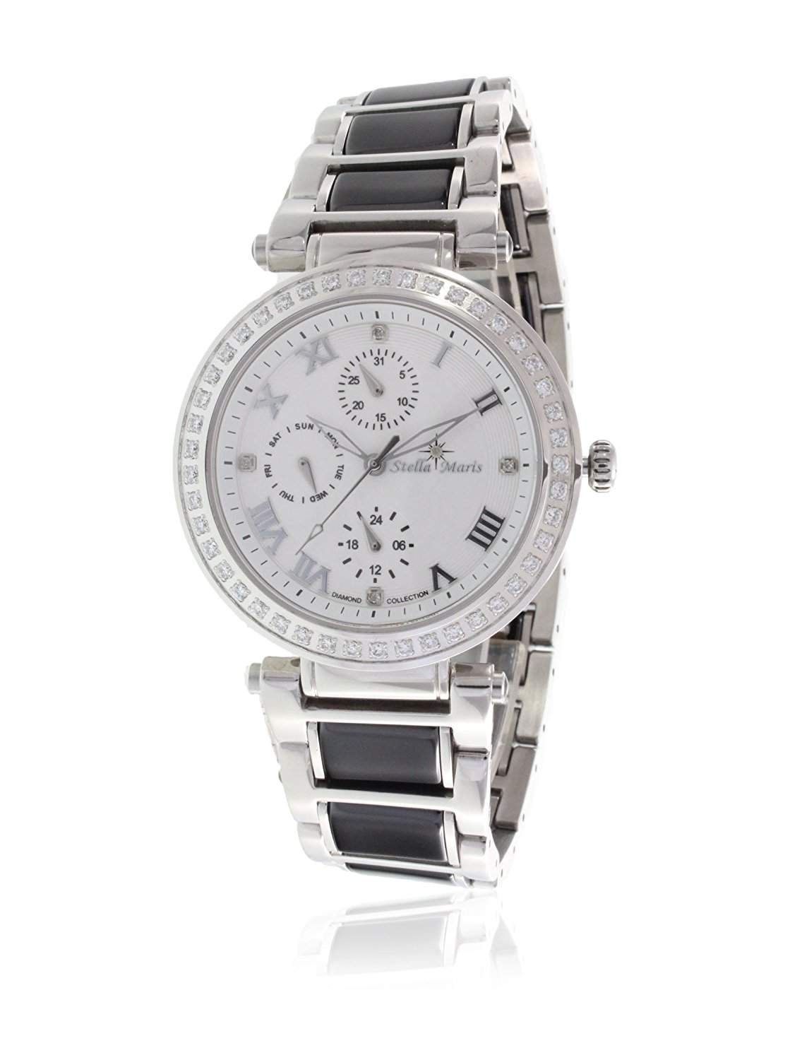 Stella Maris Damen-Armbanduhr Analog Quarz Premium Keramik Diamanten - ST13H06