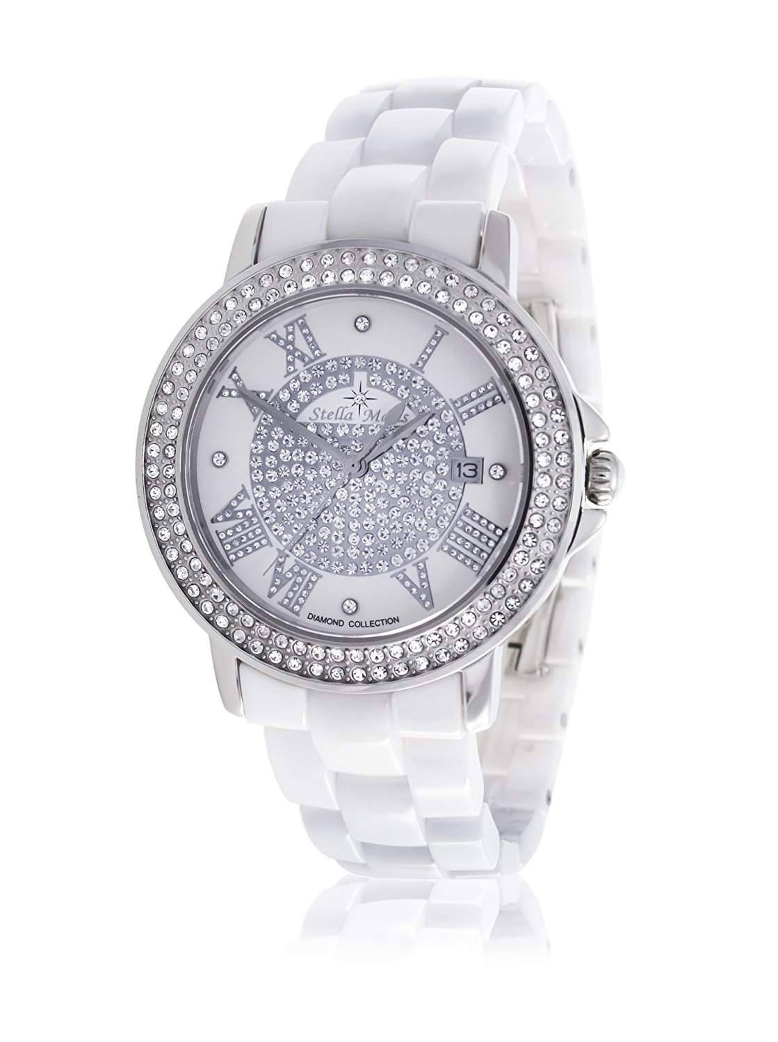 Stella Maris Damen-Armbanduhr Analog Quarz Premium Keramik Diamanten - STM13G401