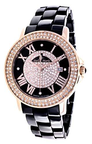 Stella Maris Damen-Armbanduhr Analog Quarz Premium Keramik Diamanten - STM13G404