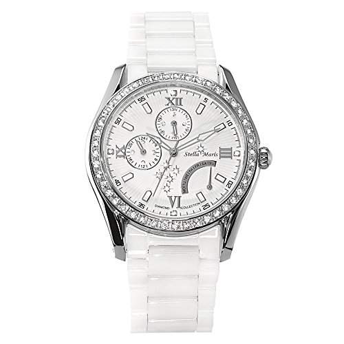 Stella Maris Damen-Armbanduhr Analog Quarz Premium Keramik Diamanten - STM15M3