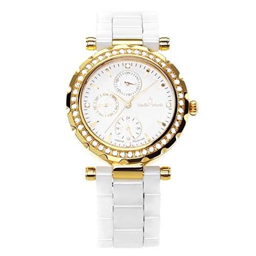 Stella Maris Damen-Armbanduhr Analog Quarz Premium Keramik Diamanten - STM15R7