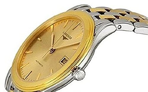 Longines Herren Zwei Ton Stahl Armband und Fall Automatische goldfarbene Zifferblatt analoge Uhr l47743327