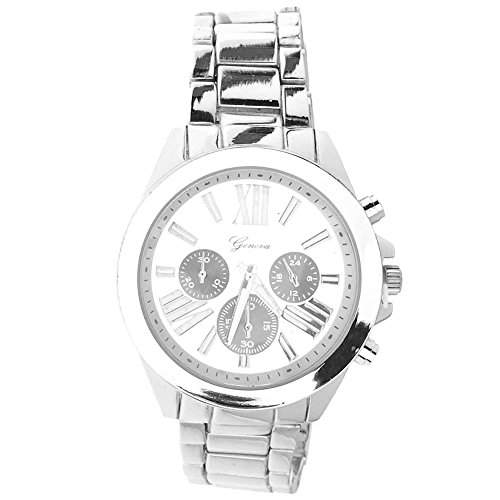 Iced Out Bling CLASSIC Metall Uhr - silber