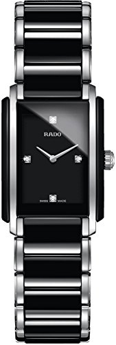 Rado Integral Damen Diamanten 23mm Schwarz Keramik Armband Uhr R20613712
