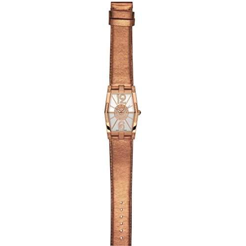 Charmex Nizza Damen Diamanten Gold Leder Armband Edelstahl Gehaeuse Uhr 6076