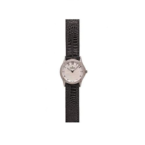 Charmex Cannes Damen 30mm Schwarz Leder Armband Edelstahl Gehaeuse Uhr 6331