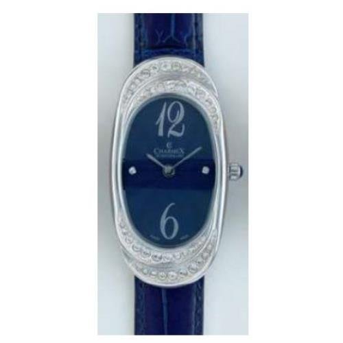 Charmex Ls Strap Watch Damen 47mm Blau Leder Armband Edelstahl Gehaeuse Uhr 5787
