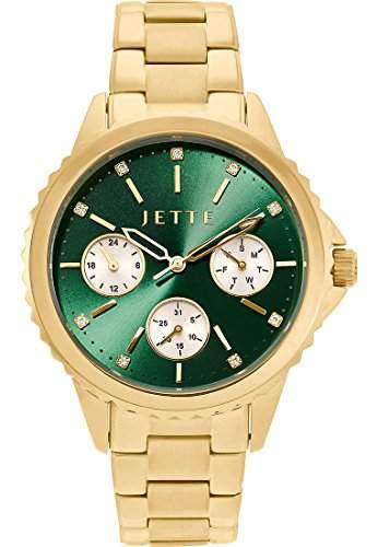 JETTE Time Damen-Armbanduhr Analog Quarz One Size, gruen, gold