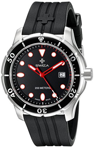 SWIZA Tetis Saphirglas Silikon Armband Luxus Uhr Schwarz One Size
