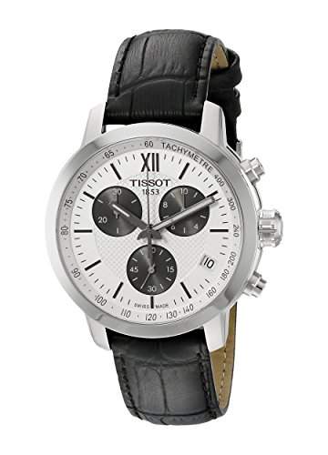 Tissot Herren-Armbanduhr Armband Leder Schwarz Gehaeuse Edelstahl Schweizer Quarz T0554171603800