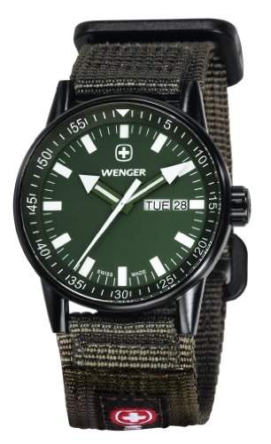 Wenger Herren-Armbanduhr XL Commando Black Line Analog Quarz Nylon 70174