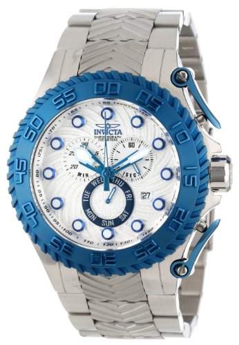 Invicta Mens 12944 Pro Diver Chronograph Silver Textured Dial Stainless Steel Watch