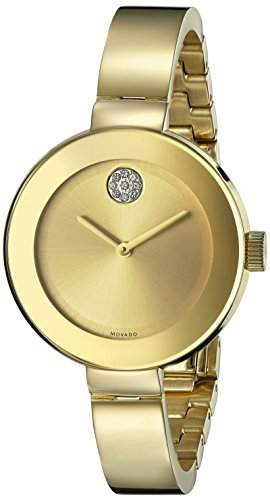 Movado Bold Damen 34mm Gold Edelstahl Armband & Gehaeuse Saphirglas Uhr 3600201