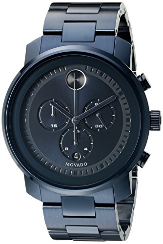 Movado Bold Armband Edelstahl Blau Gehaeuse Schweizer Quarz Chronograph 3600279