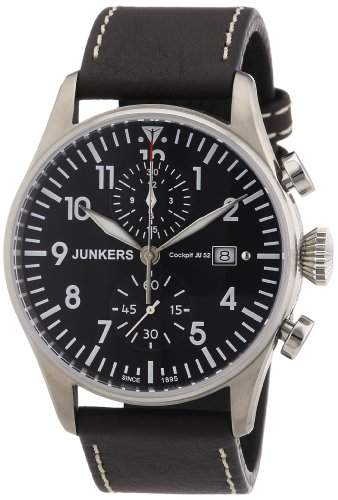 Junkers Herren-Armbanduhr XL Chronograph Quarz Leder 6178-2