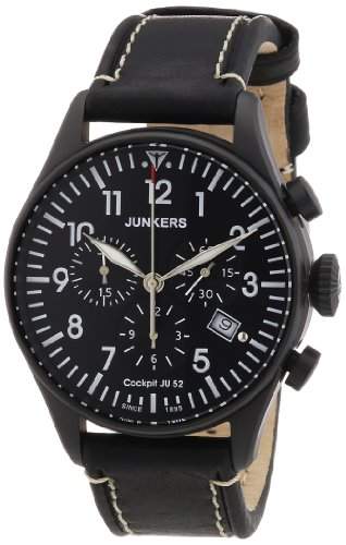 Junkers Herren-Armbanduhr XL Chronograph Quarz Leder 6182-2
