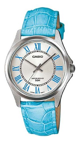 Casio ltp1383l 2ev Damen Standard Analog blau Leder Band Roemisches Zifferblatt Armbanduhr