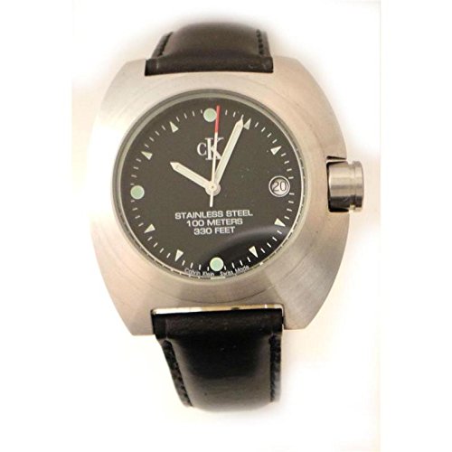 Uhr Calvin Klein Herren k1211146 Quarz Batterie Stahl Quandrante schwarz Armband Leder
