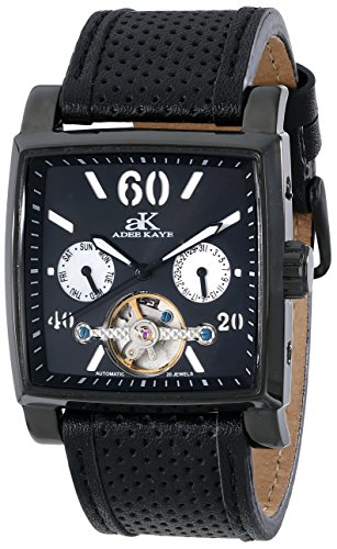 Adee Kaye Ak9043 Herren Automatikwerk Schwarz Leder Armband Uhr ak9043 MIPB