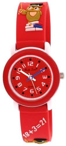 Pacific Time Kinder-Armbanduhr Eulen Schule Analog Quarz rot 20382