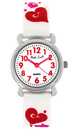 Pacific Time Maedchen Herz pink rosa rot Analog Quarz weiss 20357
