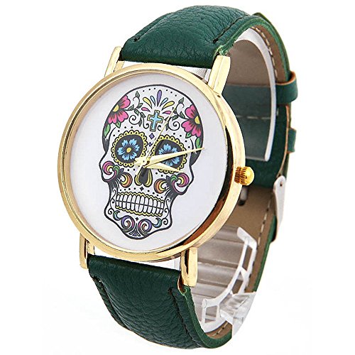 SAMGU Quarz Uhr Art und Weiseschaedel Uhren Skull watches Farbe Gruen