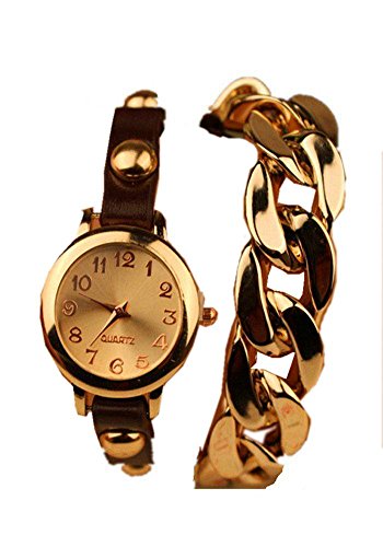 SAMGU Lederausstattung Leichtmetall Kette Uhr Weinlese frauen armband uhr quarz uhr Rivet Farbe Schwarz