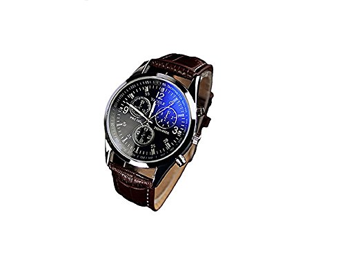 SAMGU Luxusmode Kunstleder Quarz Entsprechungs Armbanduhren Blue Ray Uhren Armband Farbe Braun