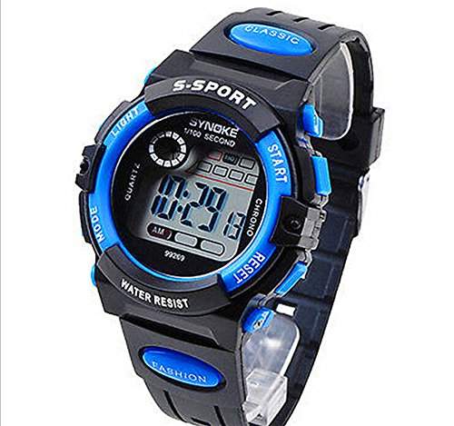 SAMGU Mode Gummi Armbanduhr Unisex Sport Uhr Digital LED Alarm Day Date Farbe Blau