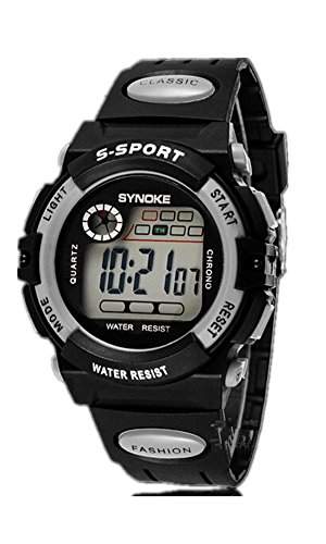 SAMGU Mode Gummi Armbanduhr Unisex Sport Uhr Digital LED Alarm Day Date Farbe Silber